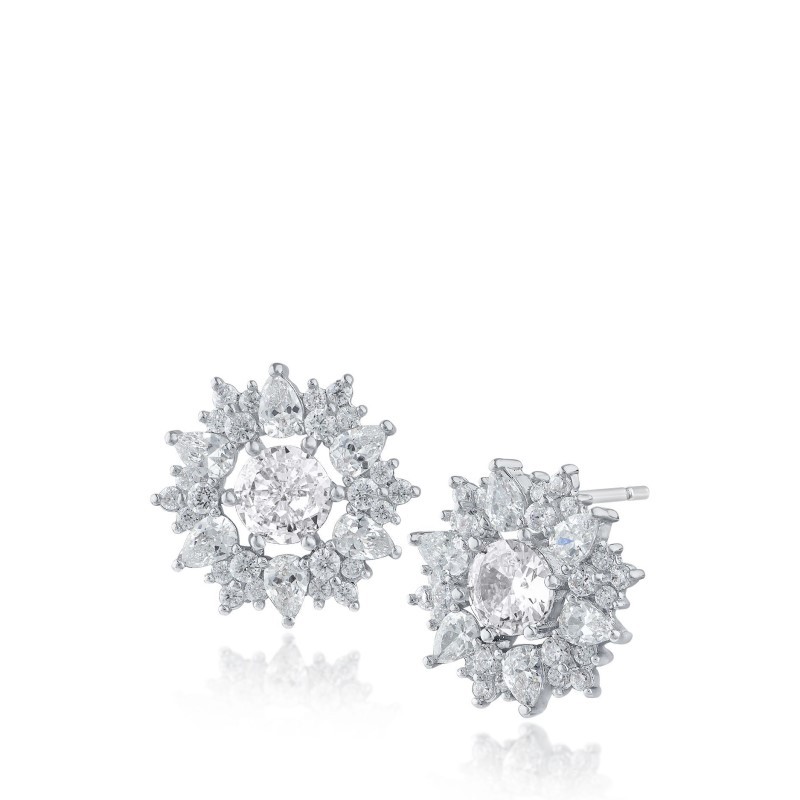 CZ by Kenneth Jay Lane Round/Pear Burst Statement Studs