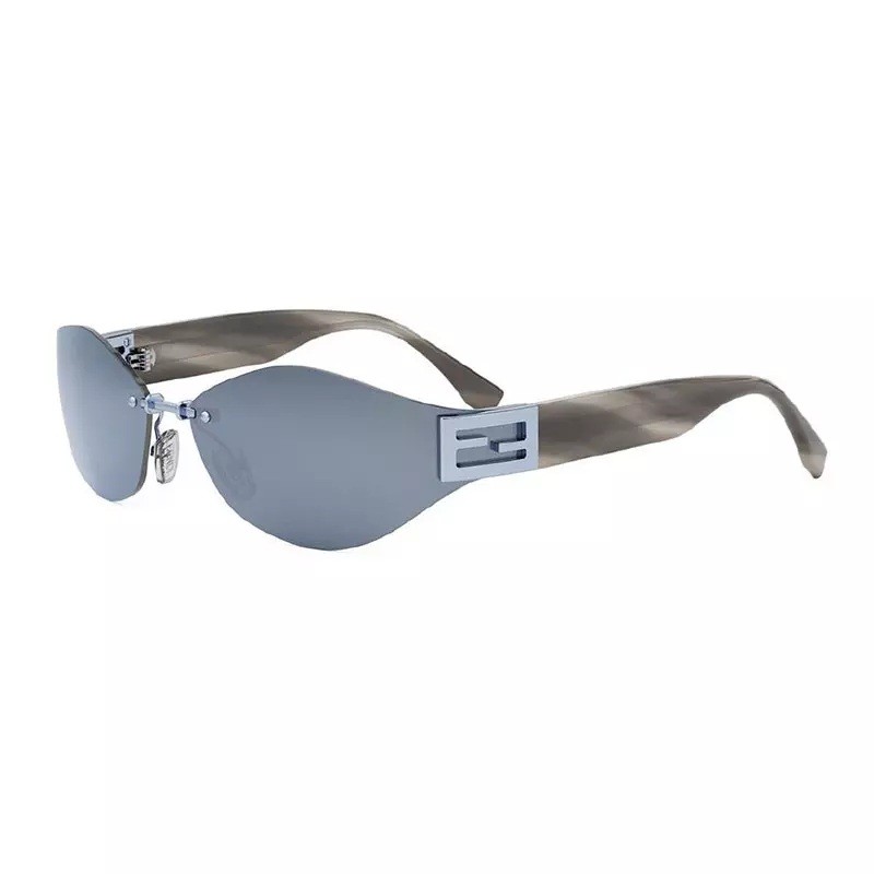 Geometric Rimless, Matte Black Frame and Grey Lens