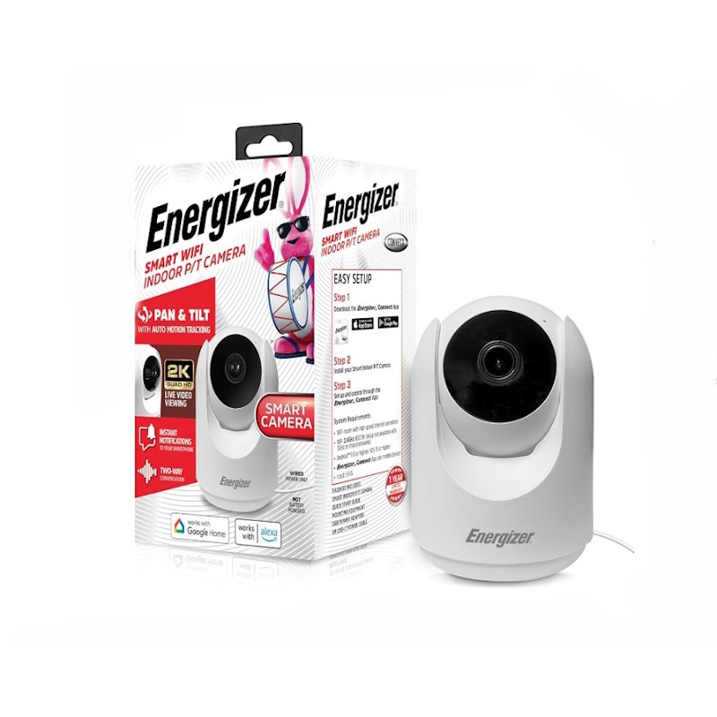 White Smart 2K Indoor Pan & Tilt Wired Motion Tracking Camera