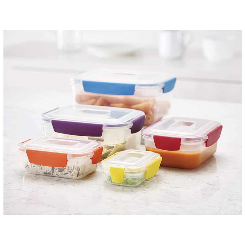 10 - Piece Nest Lock Plastic Food Storage Container Set - (MultiColor)