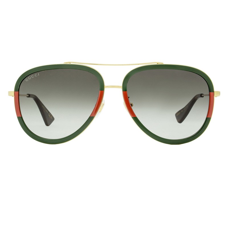 Ladies Aviator Sunglasses - (Gold and Green)
