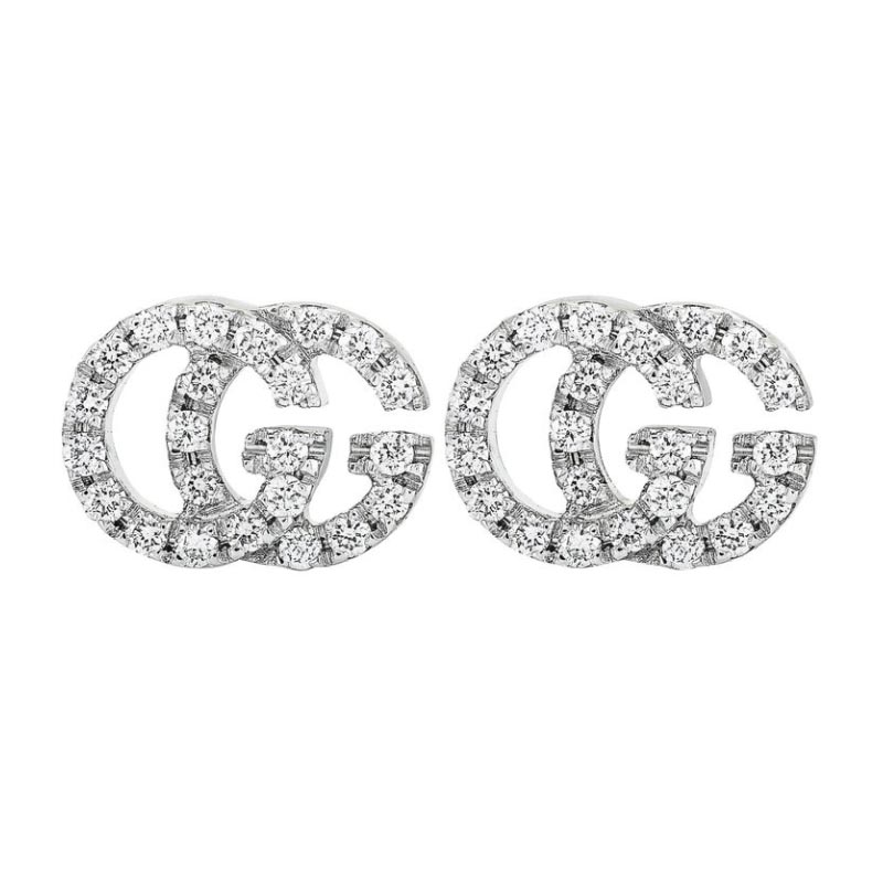 18 KT Stud Earrings In White Gold With Diamonds