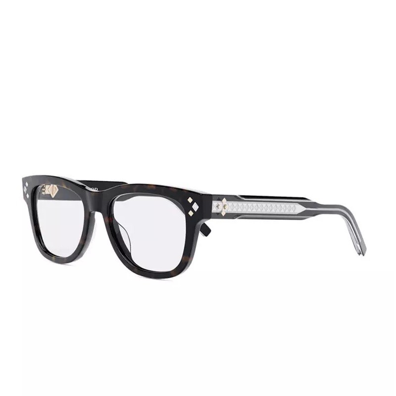Square Full Rim, Shiny Dark Havana Frame and Clear Demo Lenses Lens