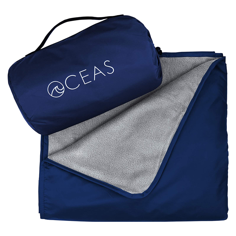 Large Waterproof Outdoor Fleece Blanket with Portable Bag - (Royal Blue)