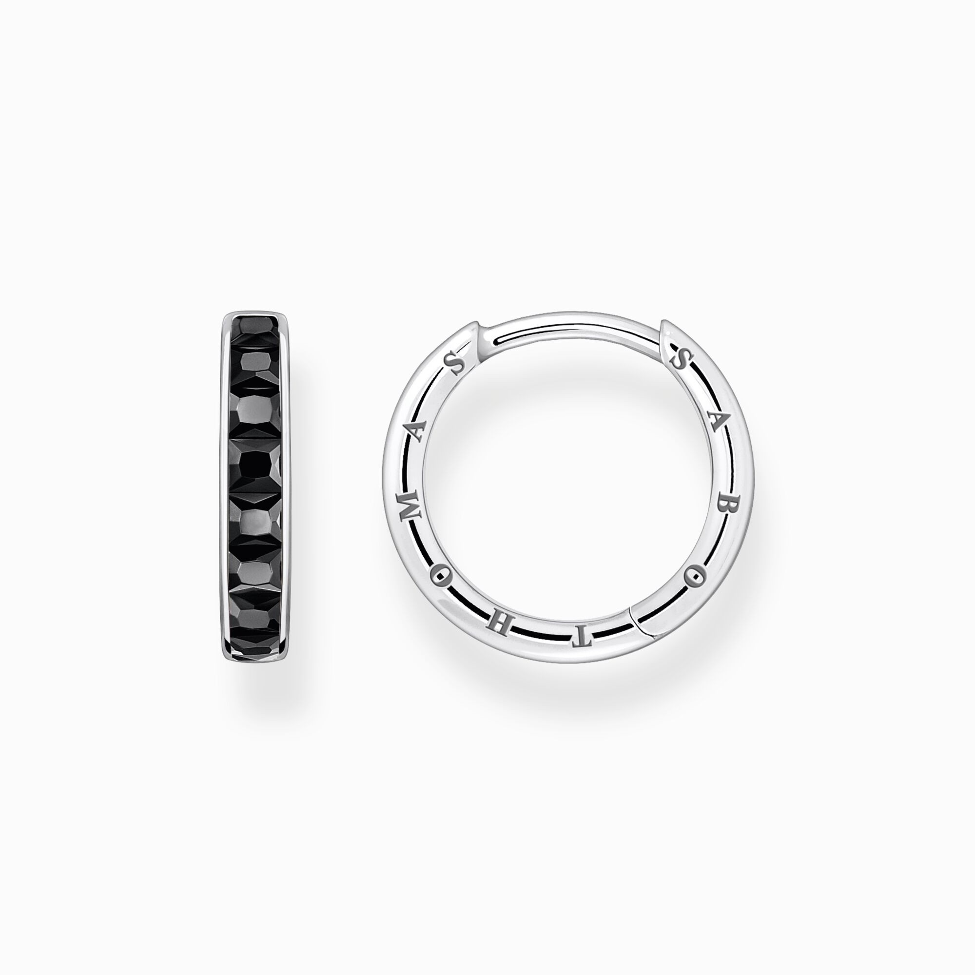 Thomas Sabo Hoop Earrings with Black Stones Pavé-Silver