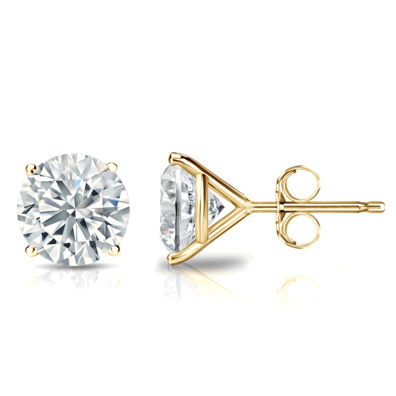 4 Prong Martini Set Stud Earrings in Yellow Plating