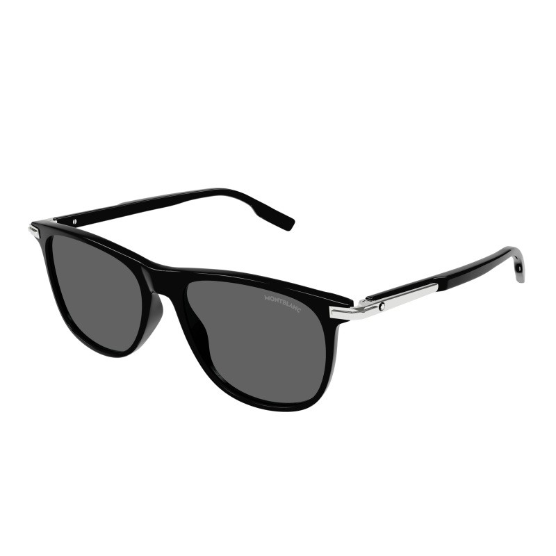 Men's Shiny Black Rectangular Sunglasses