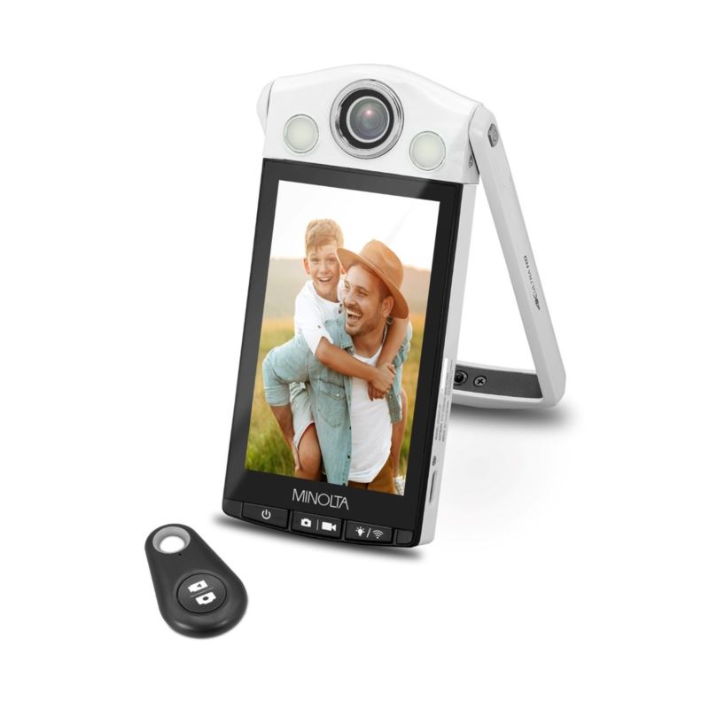 White 64MP 4K Vlogging Camera with Built-in Selfie Stand