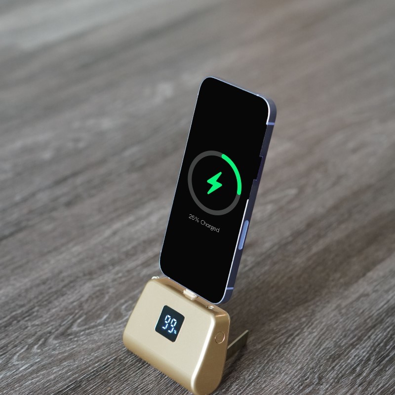 TotalBoost Mini 5,000mAh Power Bank w/ Interchangeable Adapters - (Gold Metallic)