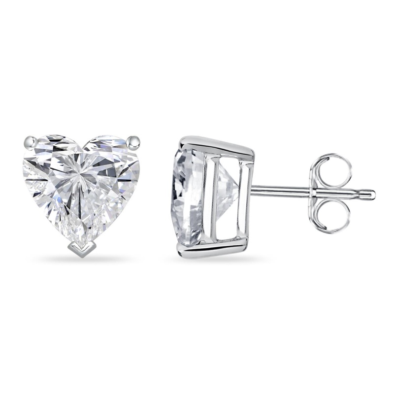 Heart Stud Earrings in 10K White Gold