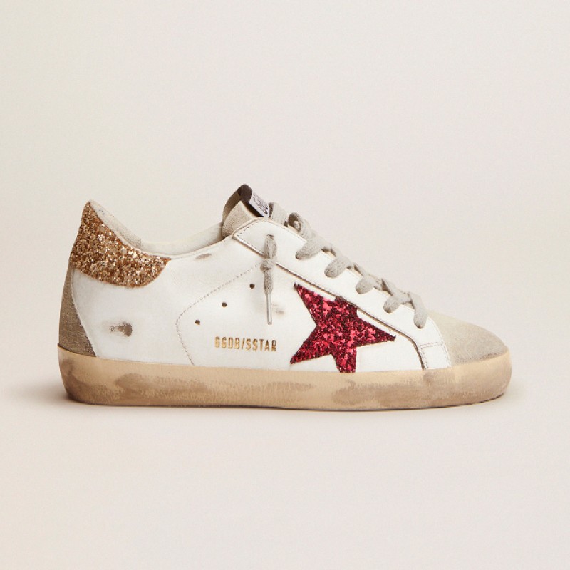 Women's Super Star Glitter Red Sneaker Color: Glitter Red Star Size 8