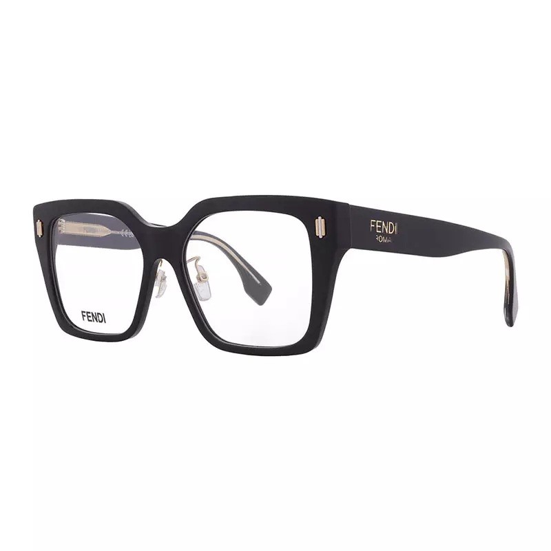 Square Full Rim, Shiny Black Frame and Clear Demo Lens Lens