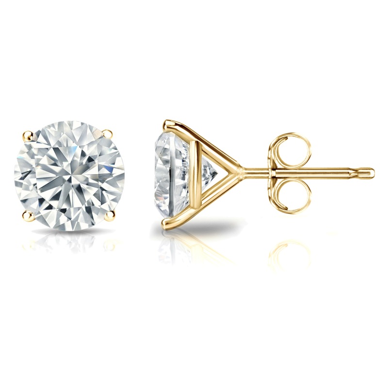 4 Prong Martini Set Stud Earrings in Yellow Plating