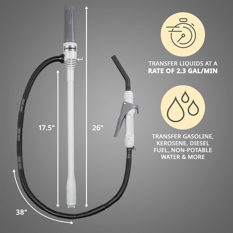 Automatic Fuel Transfer Pump with Nozzle Flow Control & Stop, 3X More Powerful, 2.3 Gal/Minute