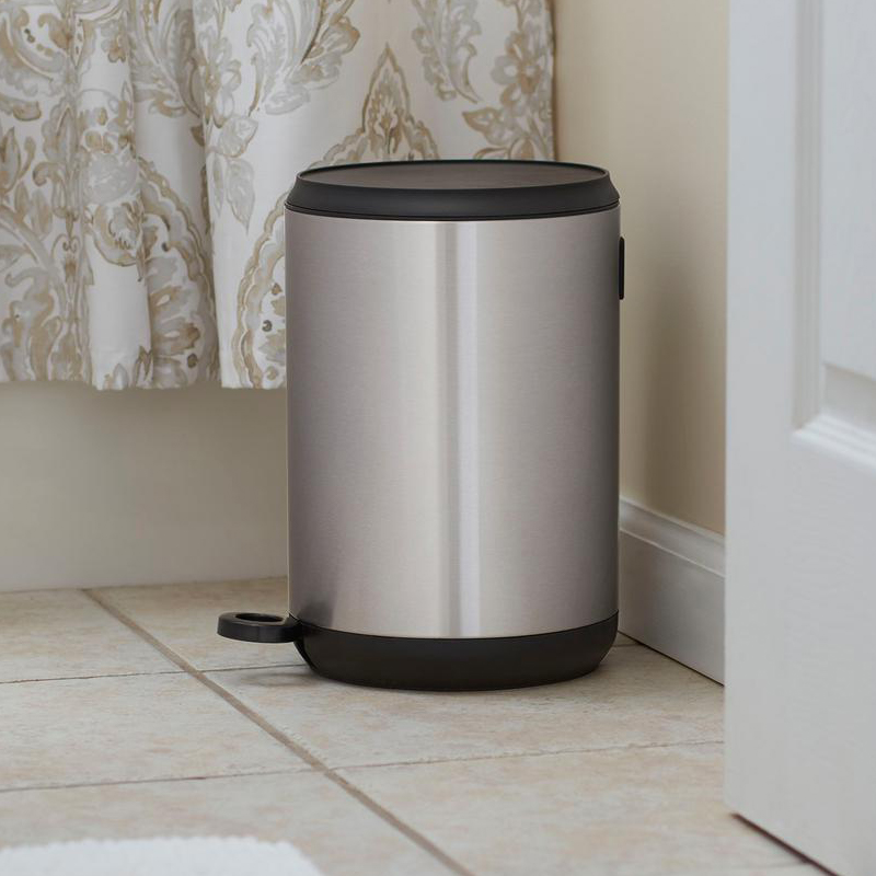 5 Liter Taos Trash Can - (Stainless Steel/Black Lid)