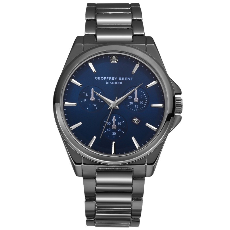 43mm Gunmetal Tone Genuine Diamond Dial Bracelet Watch