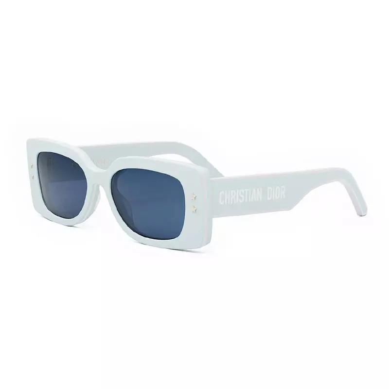Rectangle Full Rim, Shiny Blue/White Frame and Blue Lens