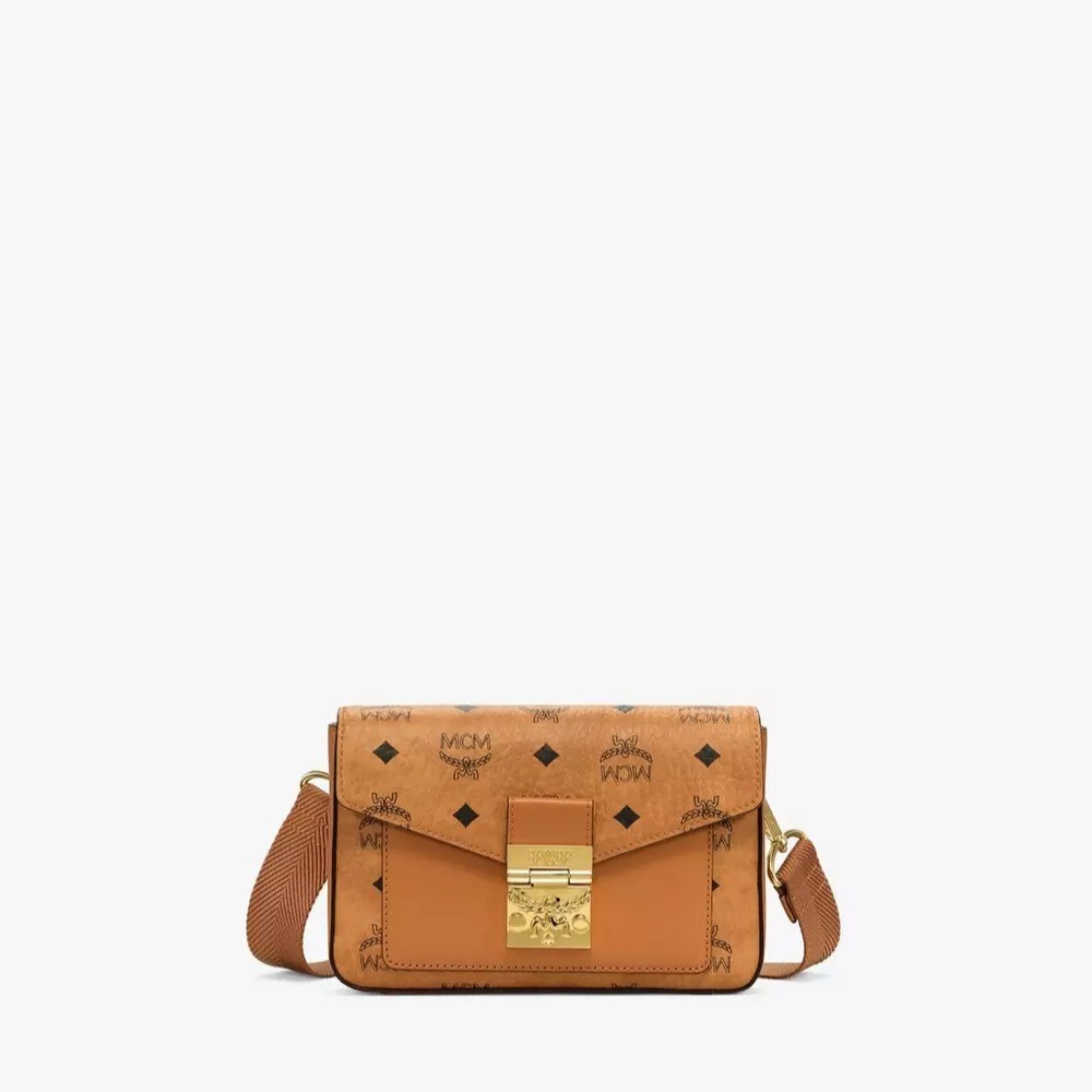 MCM Small Millie Crossbody in Visetos - Cognac