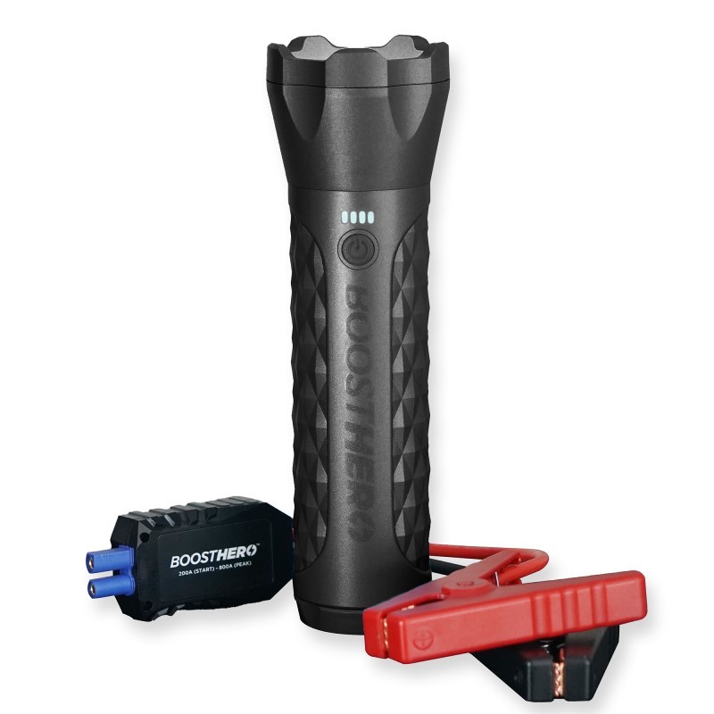 BoostHero Vehicle Jump Starter Flashlight & Power Bank - (Black Metallic)