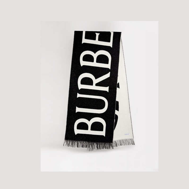 Logo Wool Scarf Black/Calico Beige