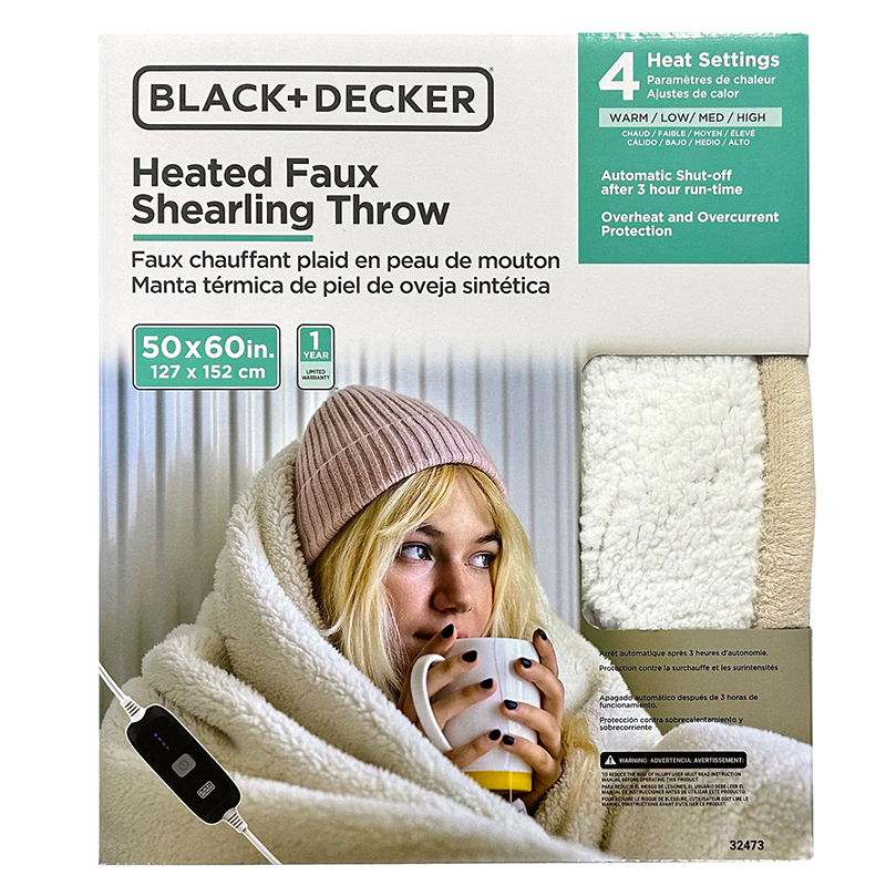 Heated Faux Shearling Throw 50