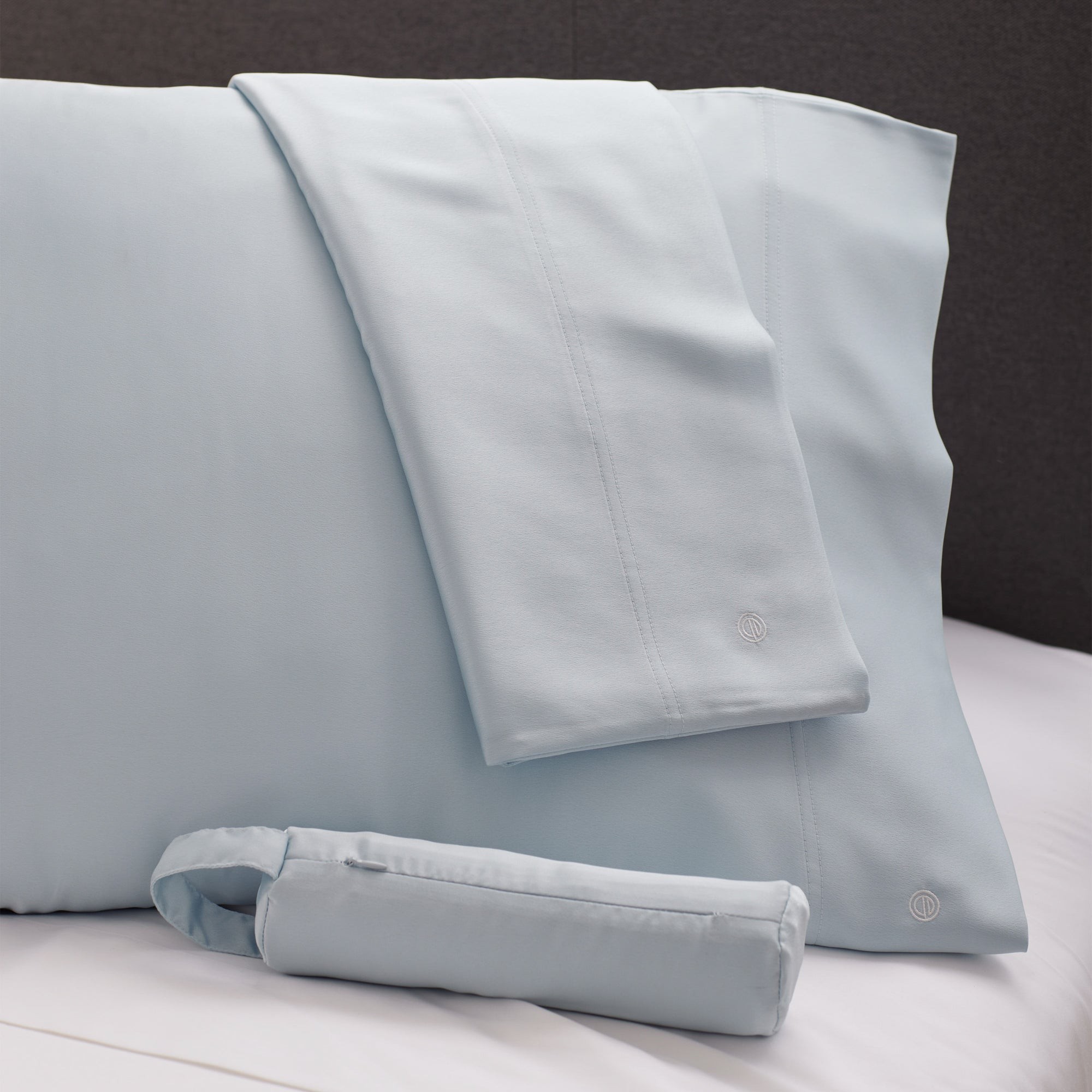 Satin Standard Travel Pillowcase Pair Blue