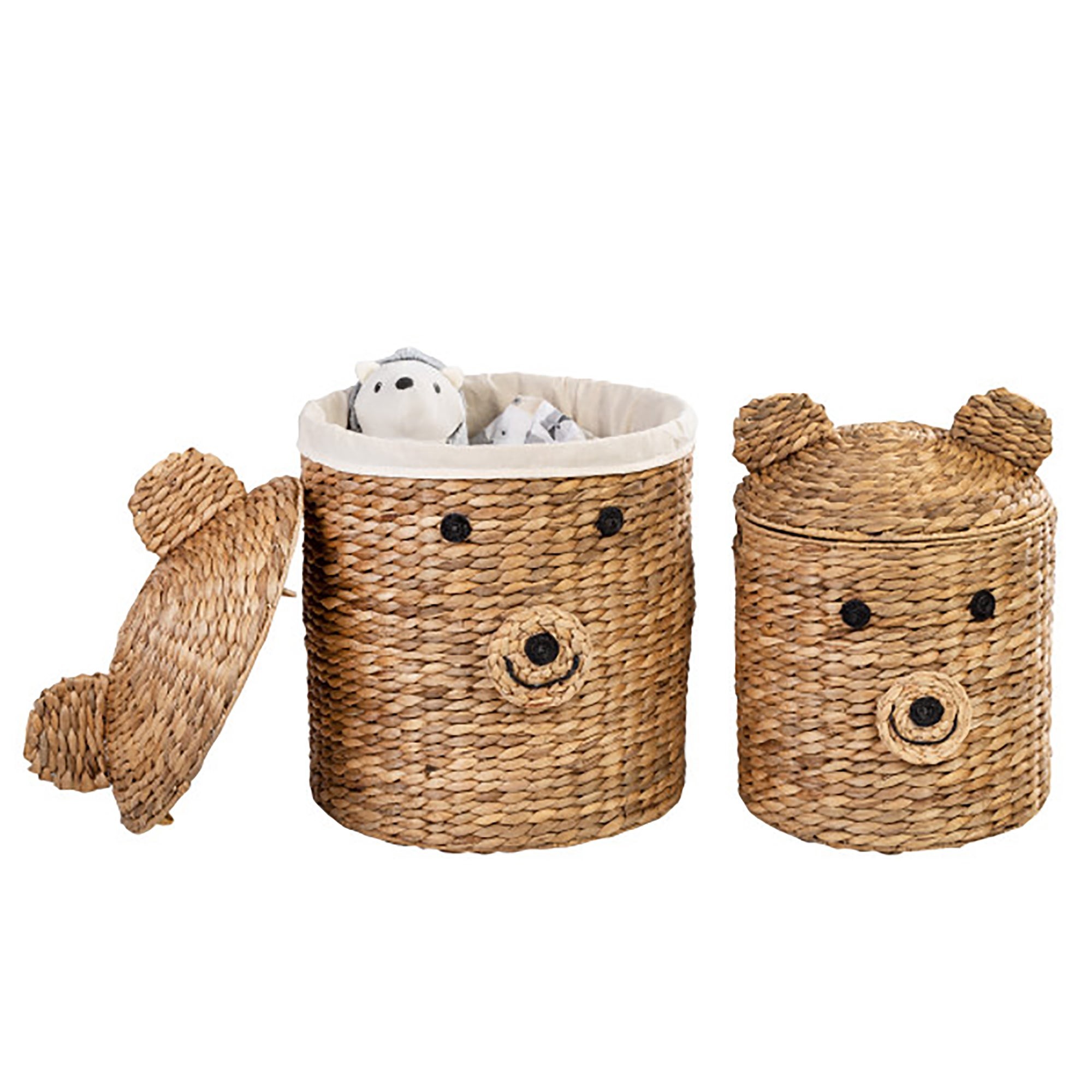 Nature Water Hyacinth Bear Shaped Storage Baskets Set of 2