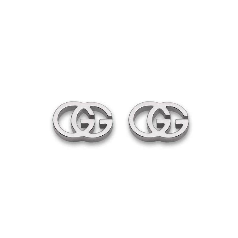 GG Running Stud Earrings in 18kt White Gold