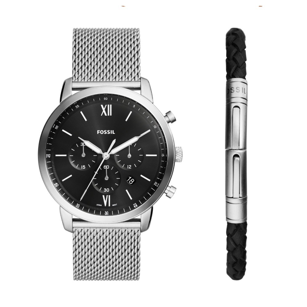 Neutra Chronograph Stainless Steel Mesh Watch and Bracelet Box Set