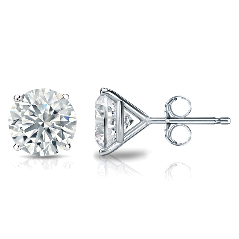 4 Prong Martini Set Stud Earrings in Rhodium Plating
