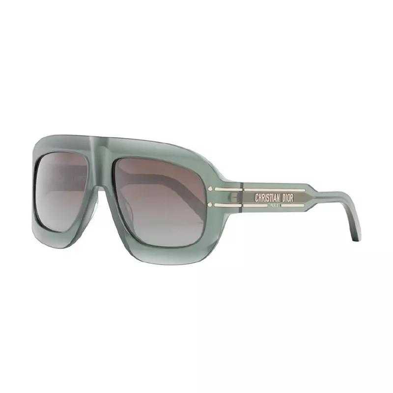 Aviator Full Rim, Shiny Green Frame and Brown Gradient Lens
