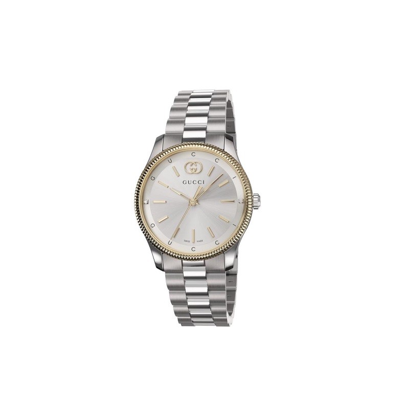 G-Timeless Silver-Tone Diamond Dial Two-Tone Stainless Steel Watch 29mm