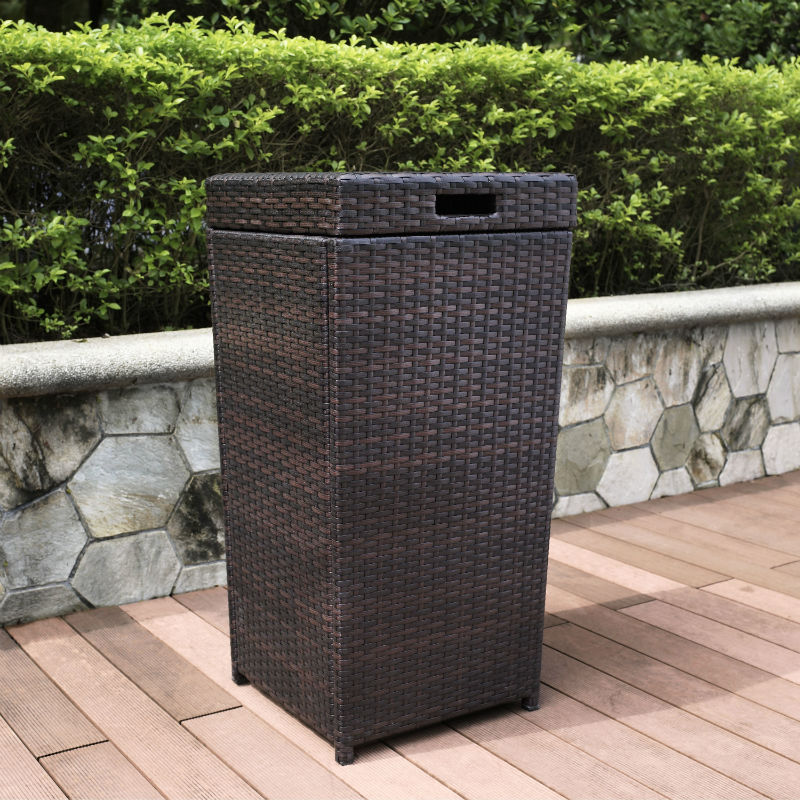 Palm Harbor Outdoor Wicker Trash Bin