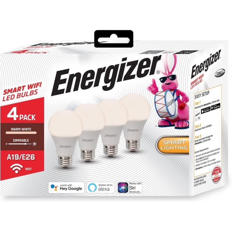 Smart Wi-Fi Warm White LED Light Bulb - (4 Pack)