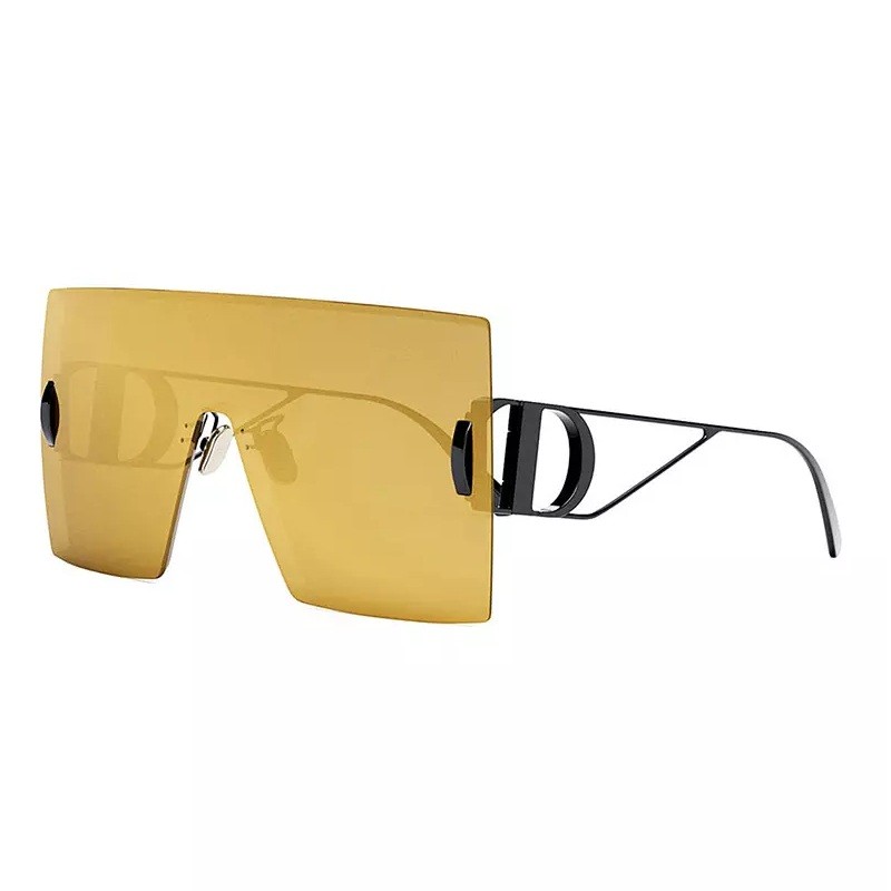 Shield Rimless, Shiny Gunmetal Frame and Gold Mirror Lens