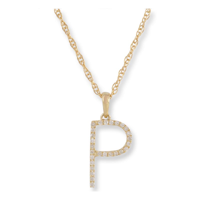 Diamond Initial P Necklace - (Yellow Gold)