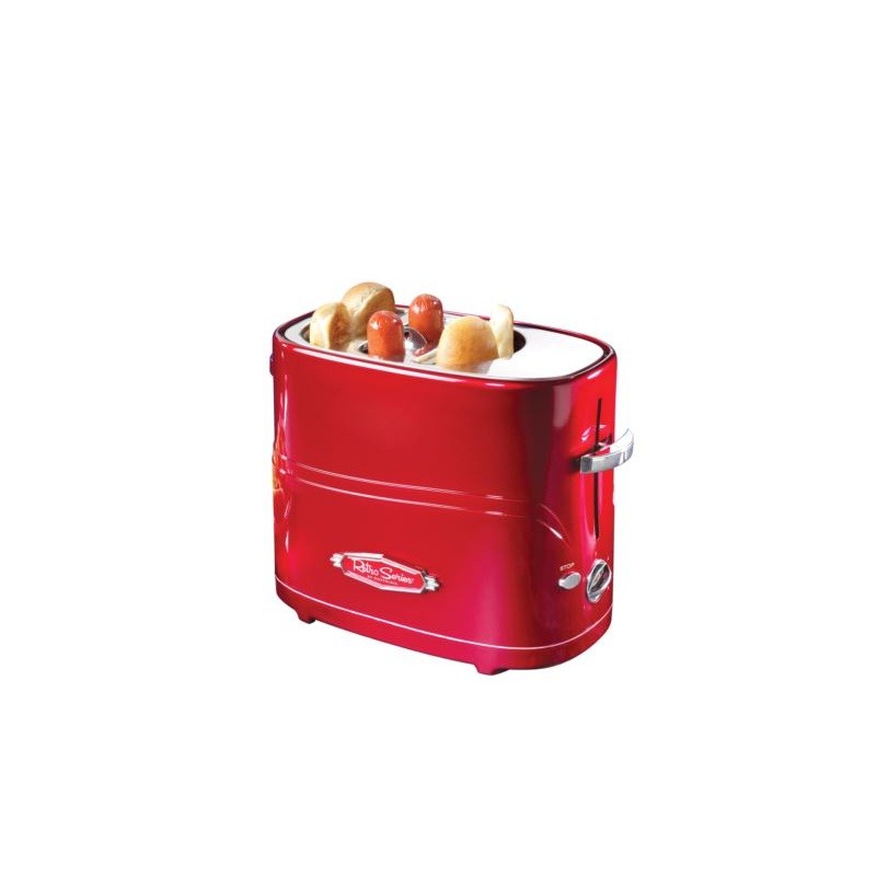 Nostalgia Retro Hot Dog Toaster Oven and Bread Toaster with Mini Tongs  Red