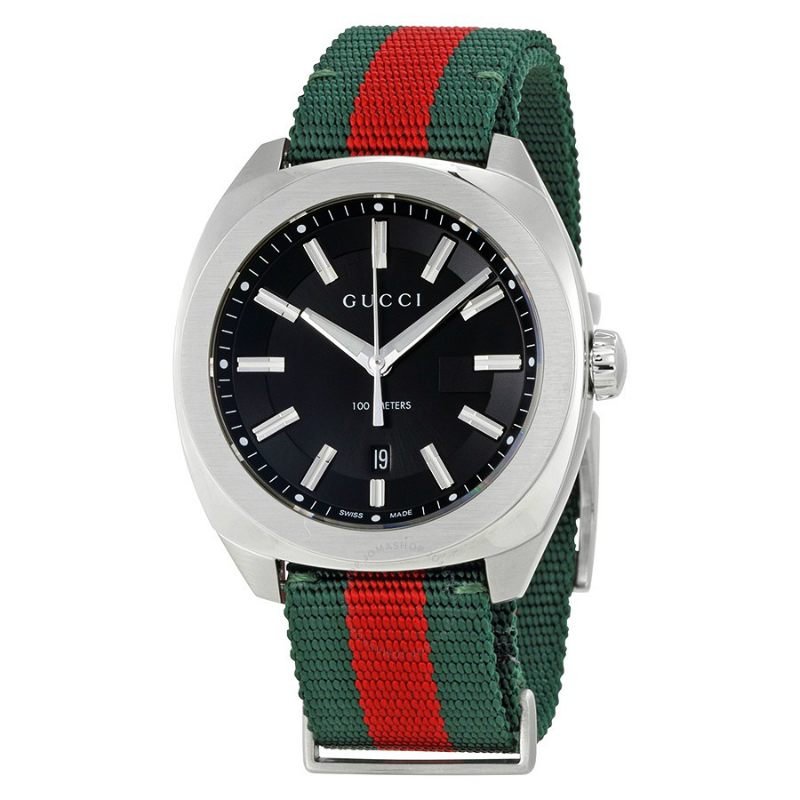 Swiss Quartz Stainless Steel Mens Watch (Green-Red-Black)