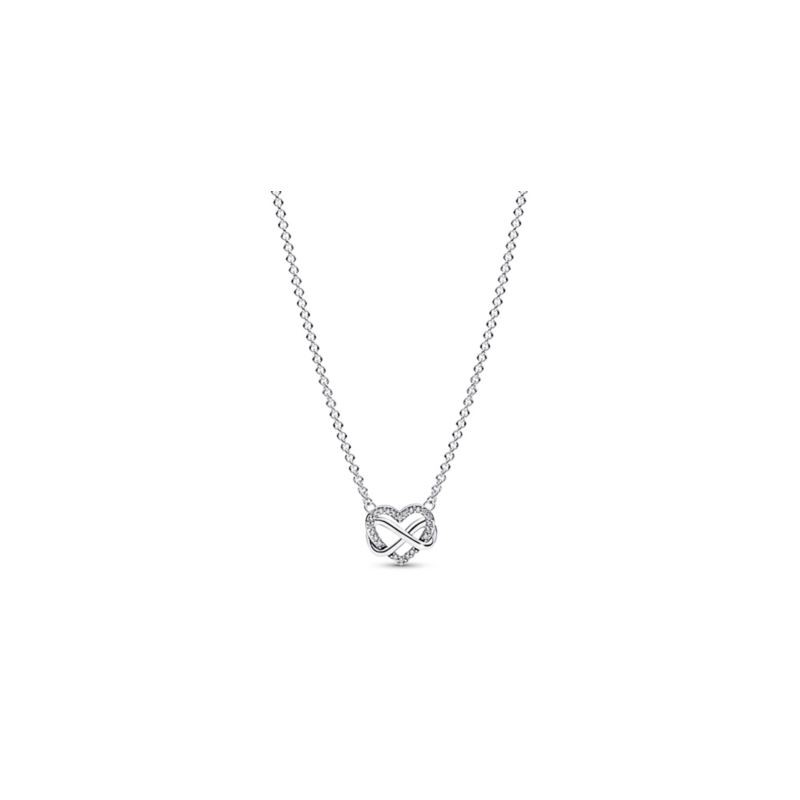 Infinity Heart Necklace with Clear Cubic 19.7 inch
