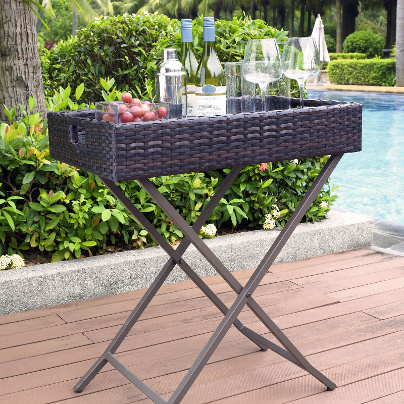 Palm Harbor Outdoor Wicker Butler Tray