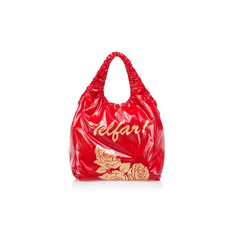 Flower Plastic Bag Medium Red