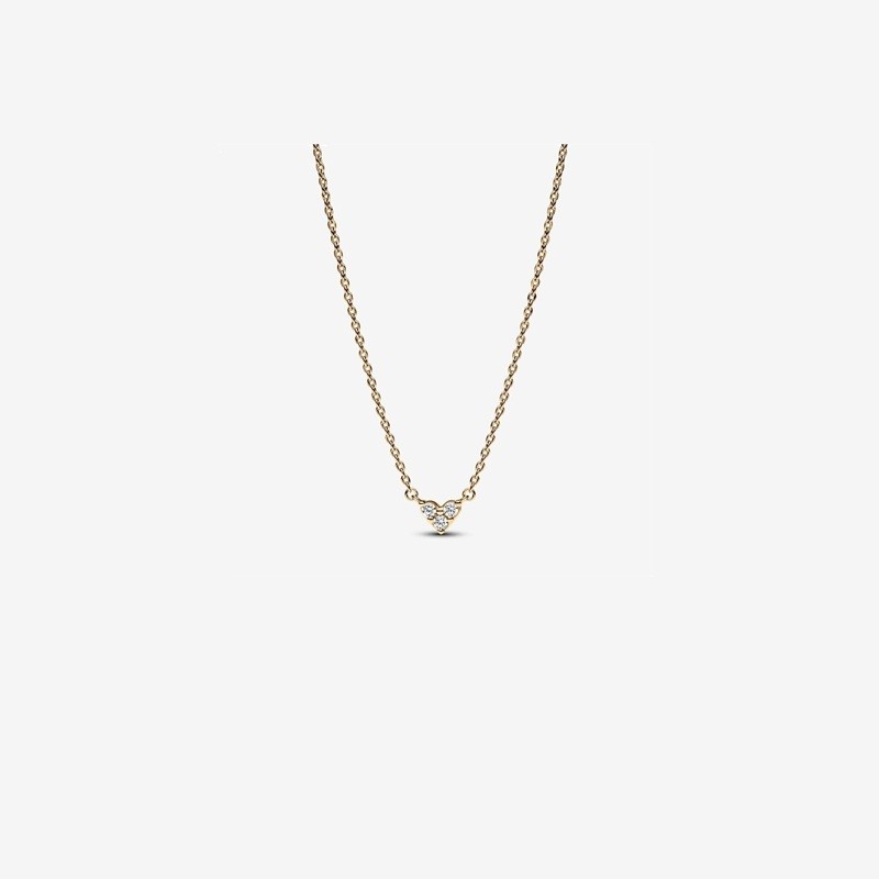 Triple Stone Heart Collier Necklace