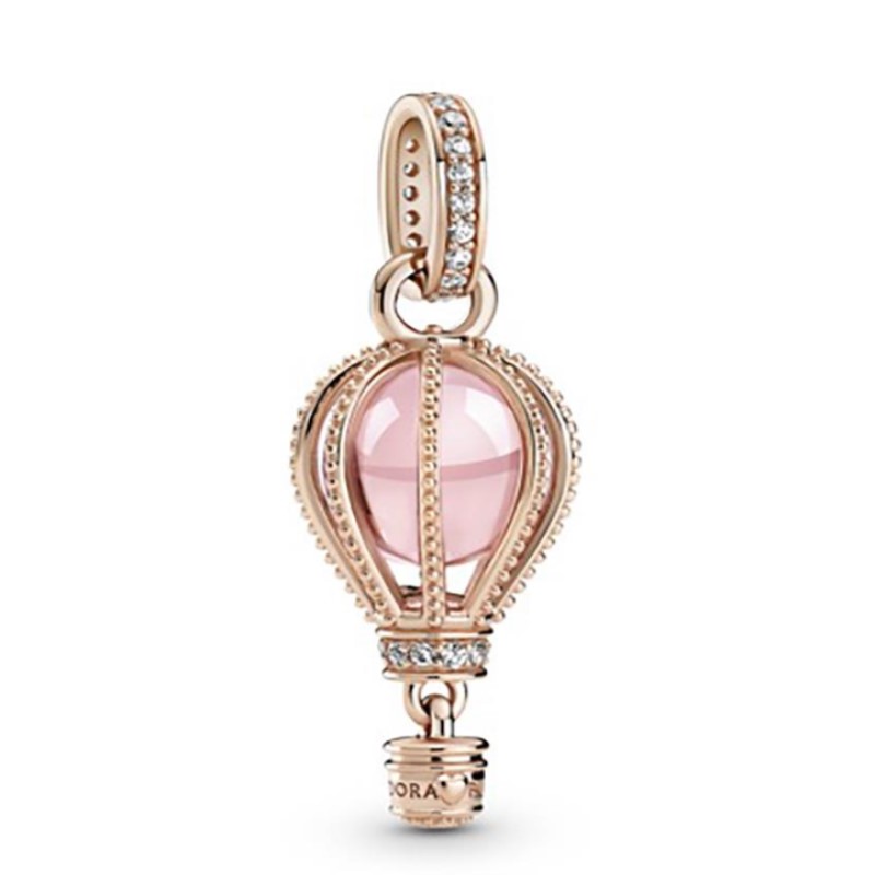 Sparkling Pink Hot Air Balloon Dangle Charm