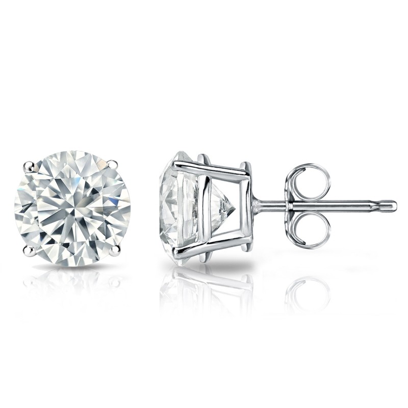 Round Lab Grown Diamond Stud in 14K White Gold 0.50ct