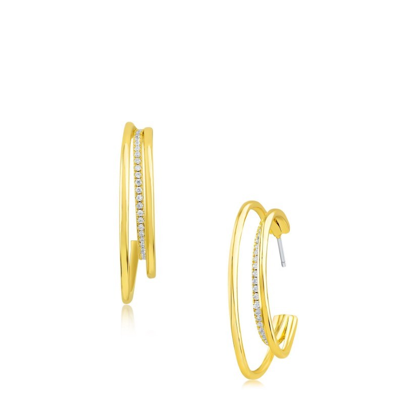 CZ by Kenneth Jay Lane Triple Half Hoop Earrings