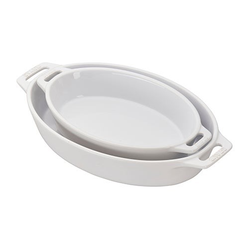 2pc Ceramics Oval Baking Dish Set White