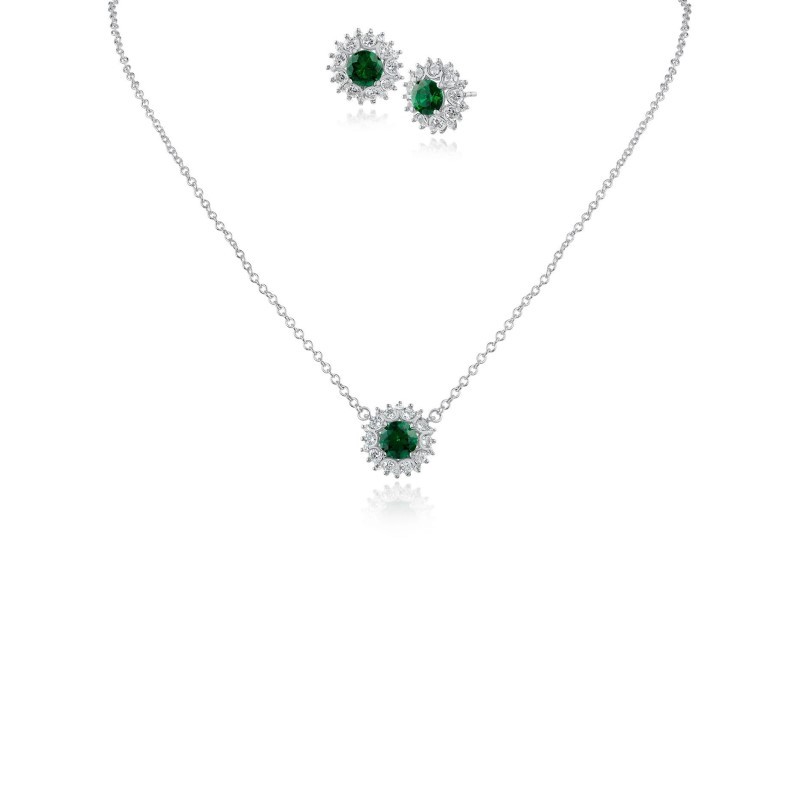 CZ by Kenneth Jay Lane Round Burst Pendant Stud Set