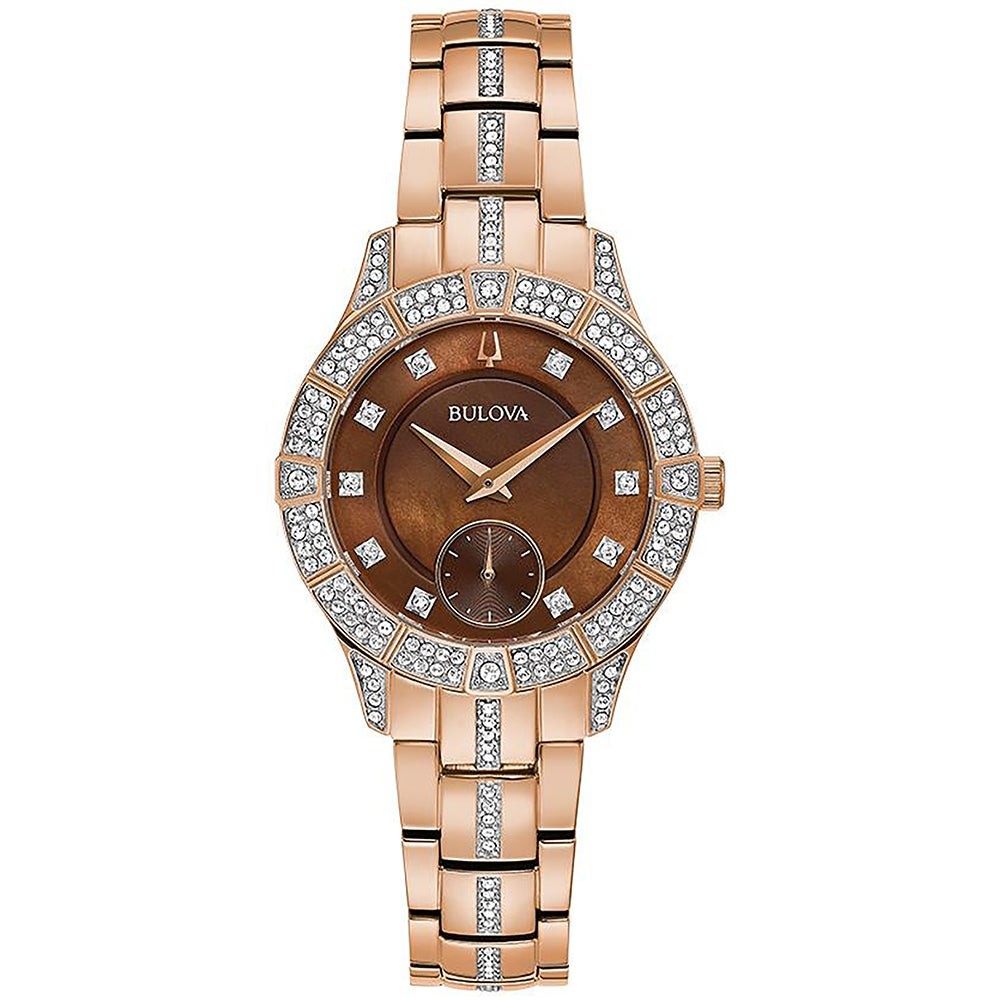 Womens Phantom Rose Gold Crystal Watch Chocolate Mother-of-Pearl
