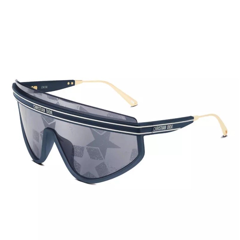 Shield Full Rim, Matte Navy Blue Frame and Silver Mirrored with Blue Star Monogram Lens