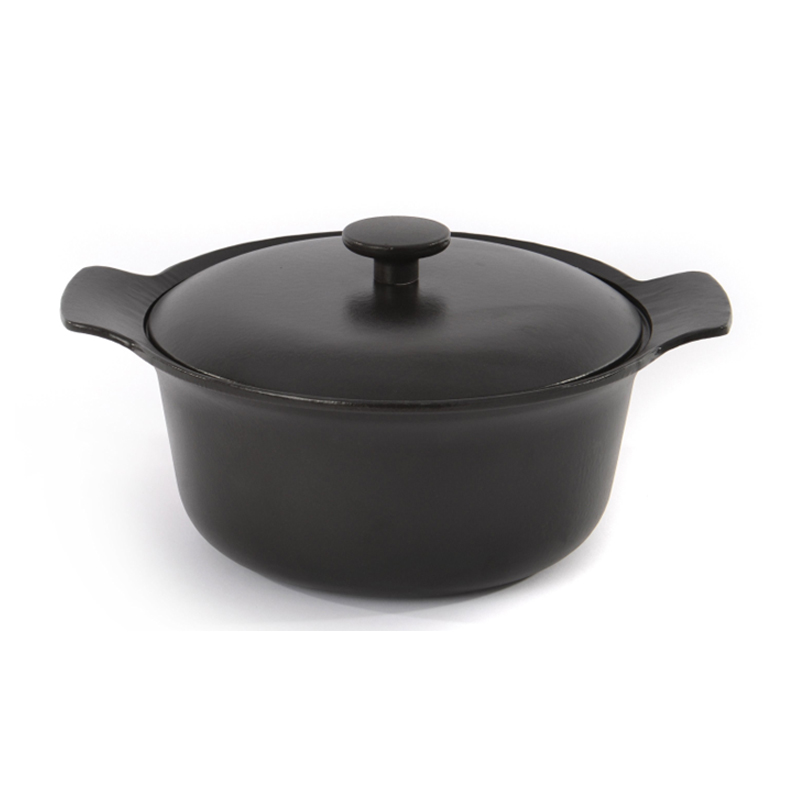 10 - Inch Ron Cast Iron Covered Stockpot - (4.4 Qt.) - (Black)